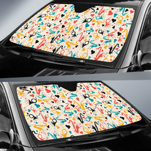 Saxophone Pattern Background Car Sun Shade