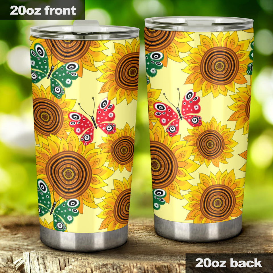 Sunflower Butterfly Pattern Tumbler