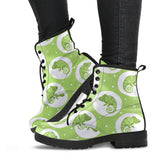 Chameleon Lizard Circle Pattern Leather Boots