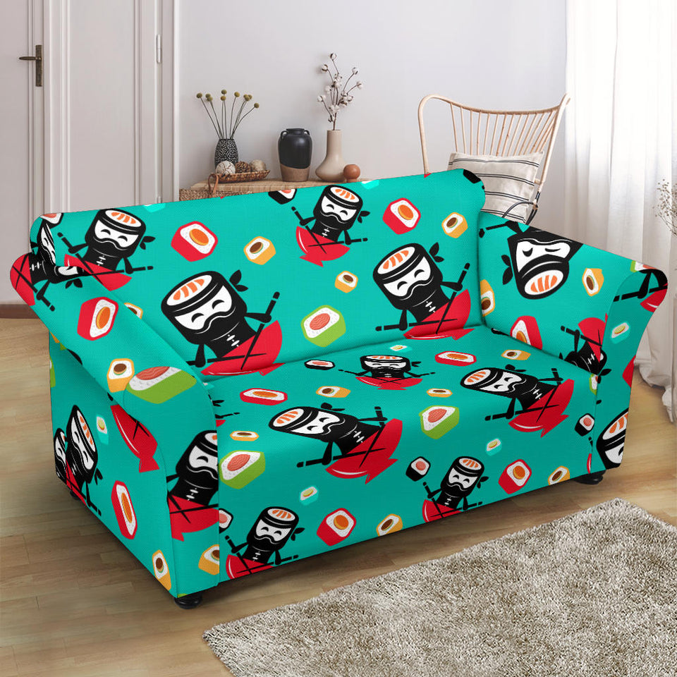 Ninja Sushi Pattern Loveseat Couch Slipcover