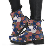 Swan Rose Pattern Leather Boots