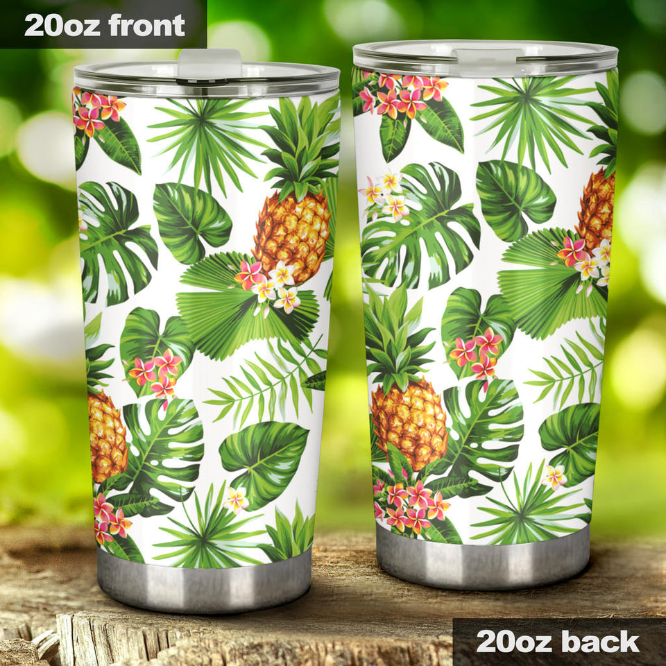 Pineapple Flower Leaves Pattern Tumbler