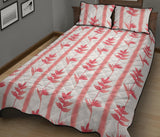 Heliconia Pink White Pattern Quilt Bed Set