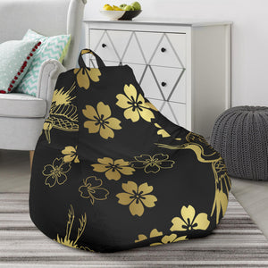 Gold Japanese Theme Pattern Bean Bag Cover