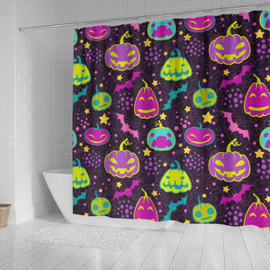 Halloween Pumpkin Bat Pattern Shower Curtain Fulfilled In US