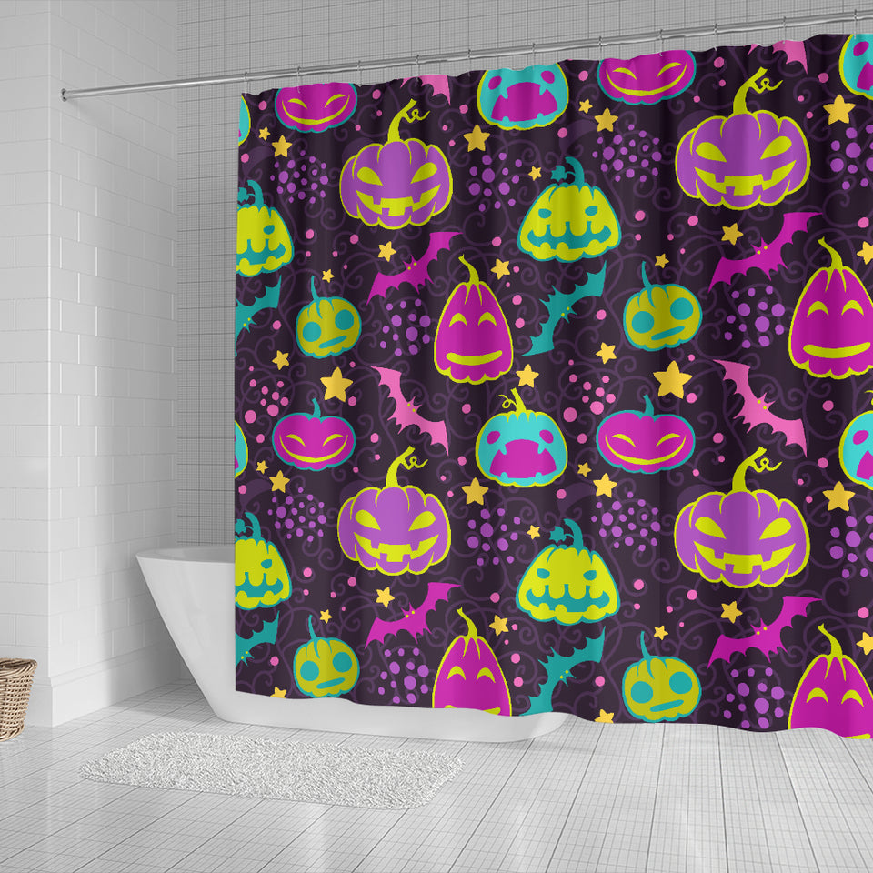 Halloween Pumpkin Bat Pattern Shower Curtain Fulfilled In US
