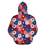 USA Star Hexagon Pattern Men Women Pullover Hoodie