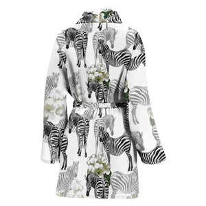 Zebra Pattern Women Bathrobe