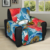 Bee Red and Blue Hibiscus Pattern Recliner Cover Protector