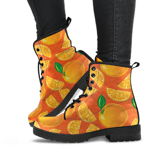 Orange Pattern background Leather Boots