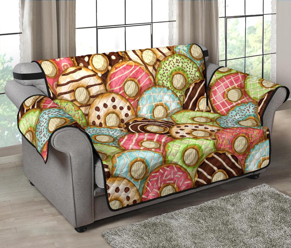 Donut Pattern Background Loveseat Couch Cover Protector