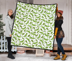 Green Peas Pattern Print Design 02 Premium Quilt