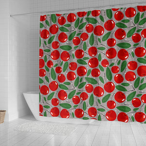 Cherry Leaves Pattern Shower Curtain Fulfilled In US