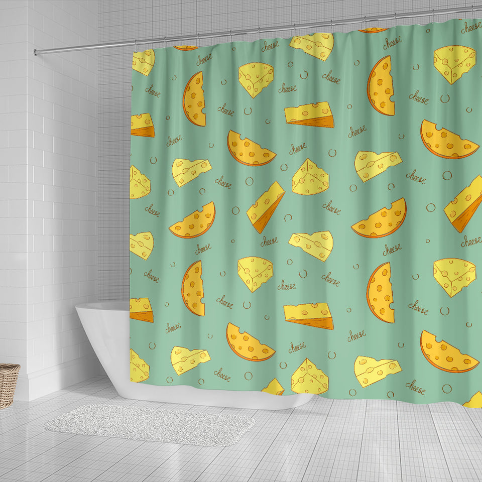 Cheese Pattern Background Shower Curtain Fulfilled In US