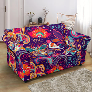 Indian Pattern Background Loveseat Couch Slipcover