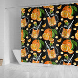 Orange Ice Orance Juice Pattern Shower Curtain Fulfilled In US