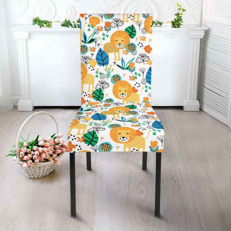 Lion Pattern Print Design 02 Dining Chair Slipcover