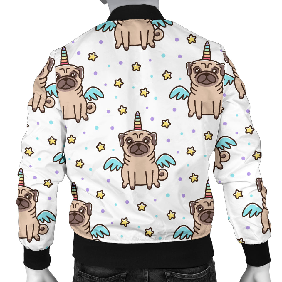 Unicorn Pug Pattern Men Bomber Jacket