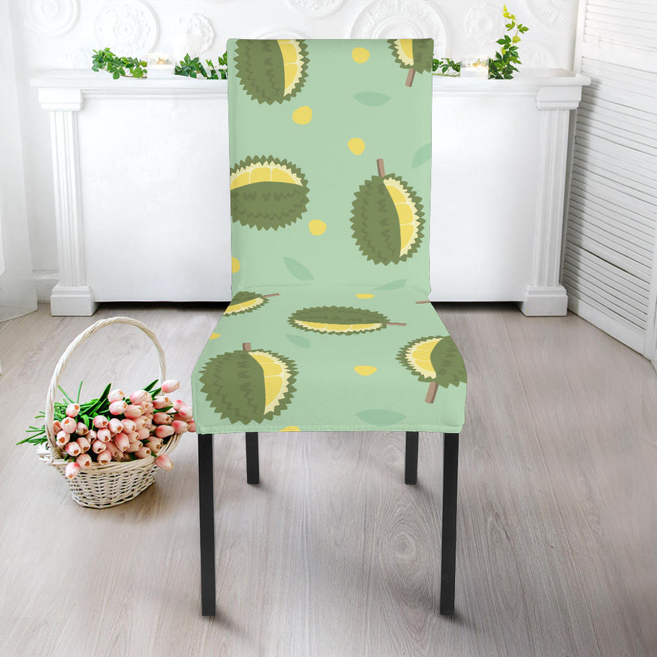 Durian Pattern Green Background Dining Chair Slipcover