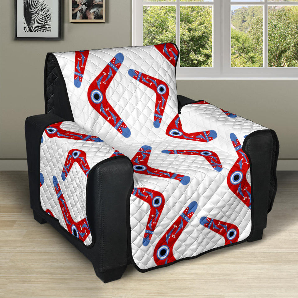 Boomerang Aboriginal Pattern White Background Recliner Cover Protector