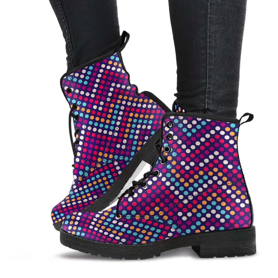 Zigzag Chevron Pokka Dot Aboriginal Pattern Leather Boots