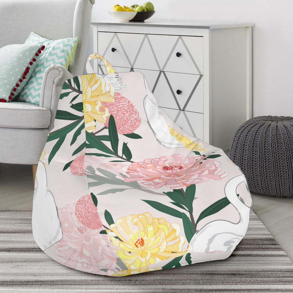 Swan Flower Pattern Bean Bag Cover