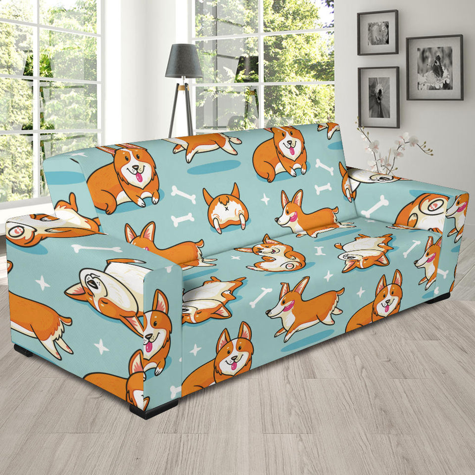 Cute Corgi Pattern Sofa Slipcover