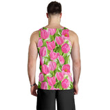 Pink Tulip Pattern Men Tank Top