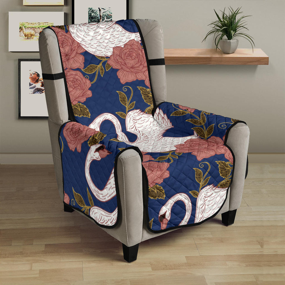 Swan Rose Pattern Chair Cover Protector