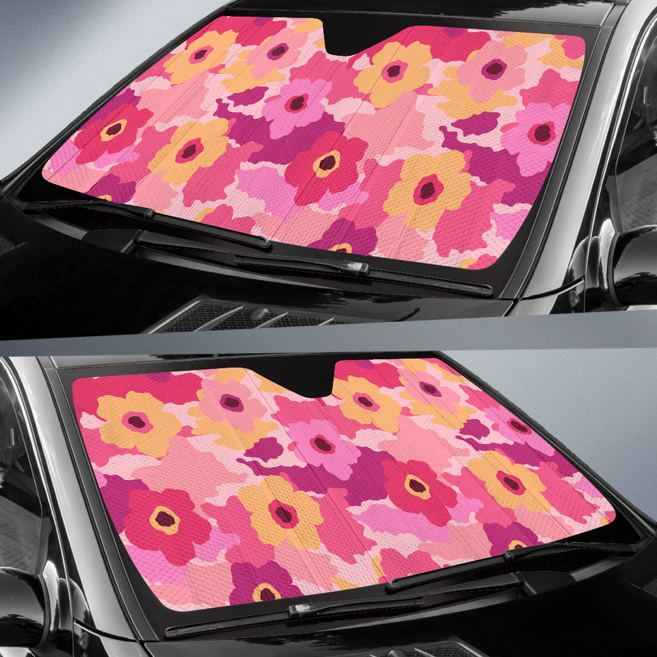 Pink Camo Camouflage Flower Pattern Car Sun Shade