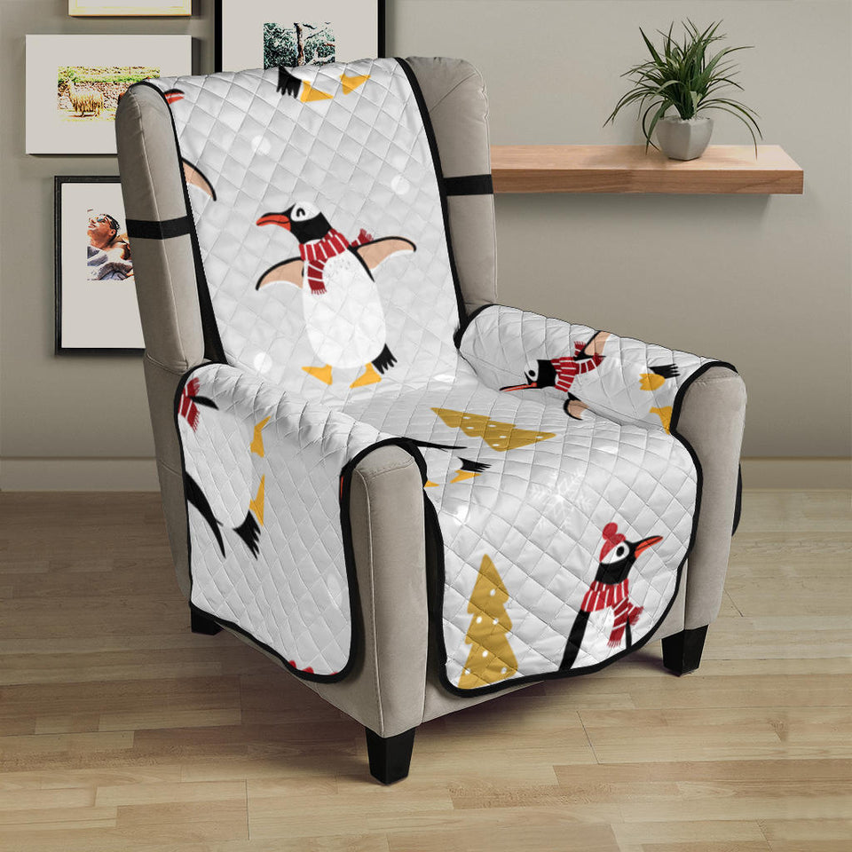 Penguin Christmas Tree Pattern Chair Cover Protector