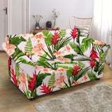 Heliconia Hibiscus Leaves Pattern Loveseat Couch Slipcover