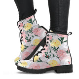 Swan Flower Pattern Leather Boots