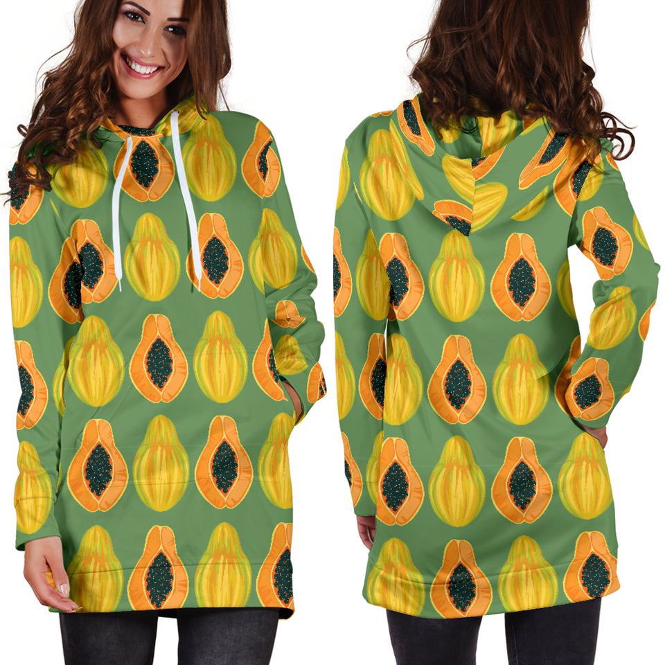 Papaya Pattern Background Women Hoodie Dress