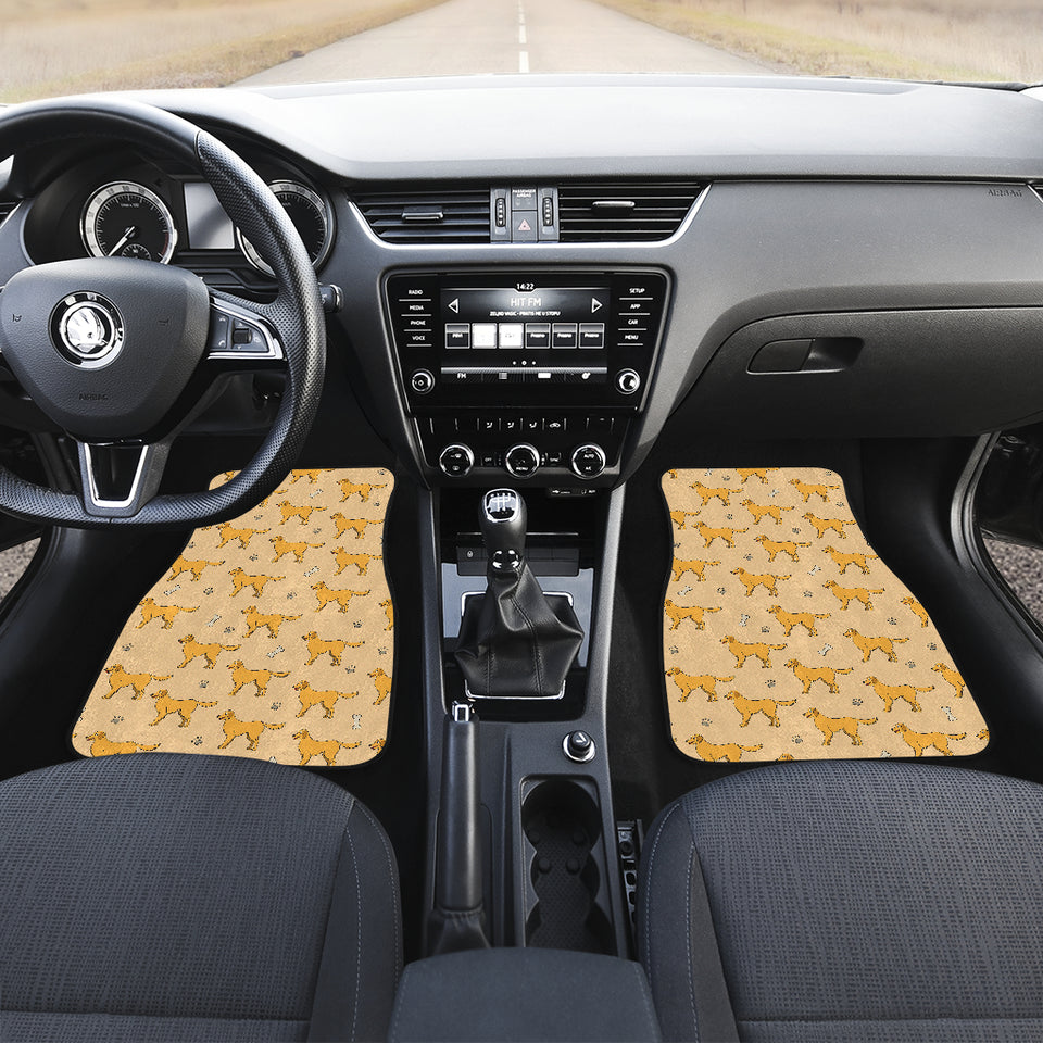 Golden Retriever Pattern Print Design 04 Front and Back Car Mats