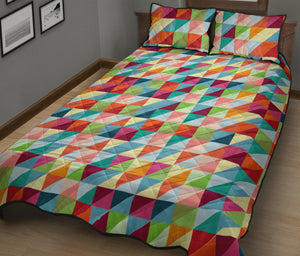 Rainbow Geometric Pattern Quilt Bed Set