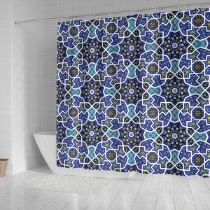 Blue Arabic Morocco Pattern Shower Curtain Fulfilled In US