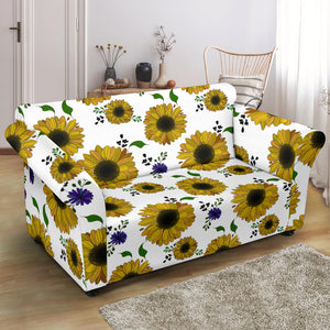 Sunflower Pattern Background Loveseat Couch Slipcover