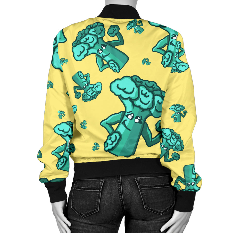 Cute Broccoli Pattern Women Bomber Jacket