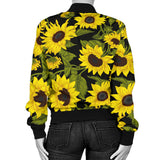 Sunflower Theme Pattern  Women Bomber Jacket