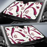 Red Chili Pattern background Car Sun Shade