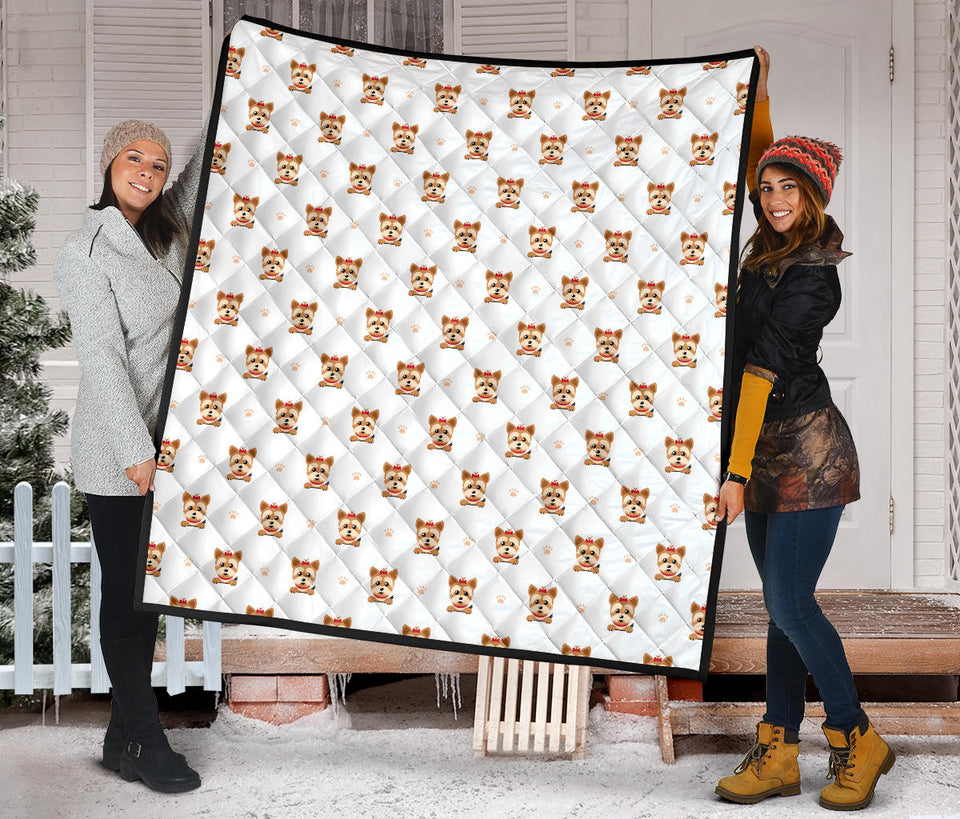 Yorkshire Terrier Pattern Print Design 03 Premium Quilt