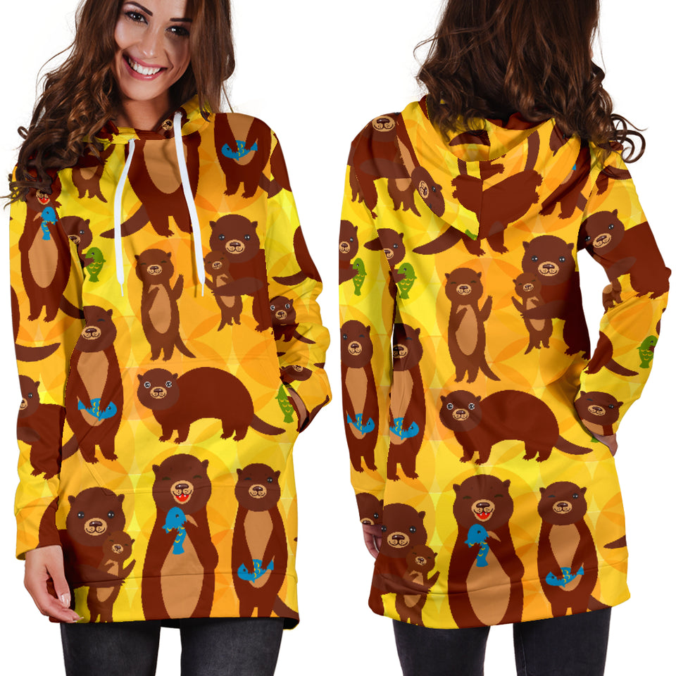 Otter Pattern Women Hoodie Dress