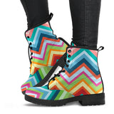 Rainbow Zigzag Chavron Pattern Leather Boots