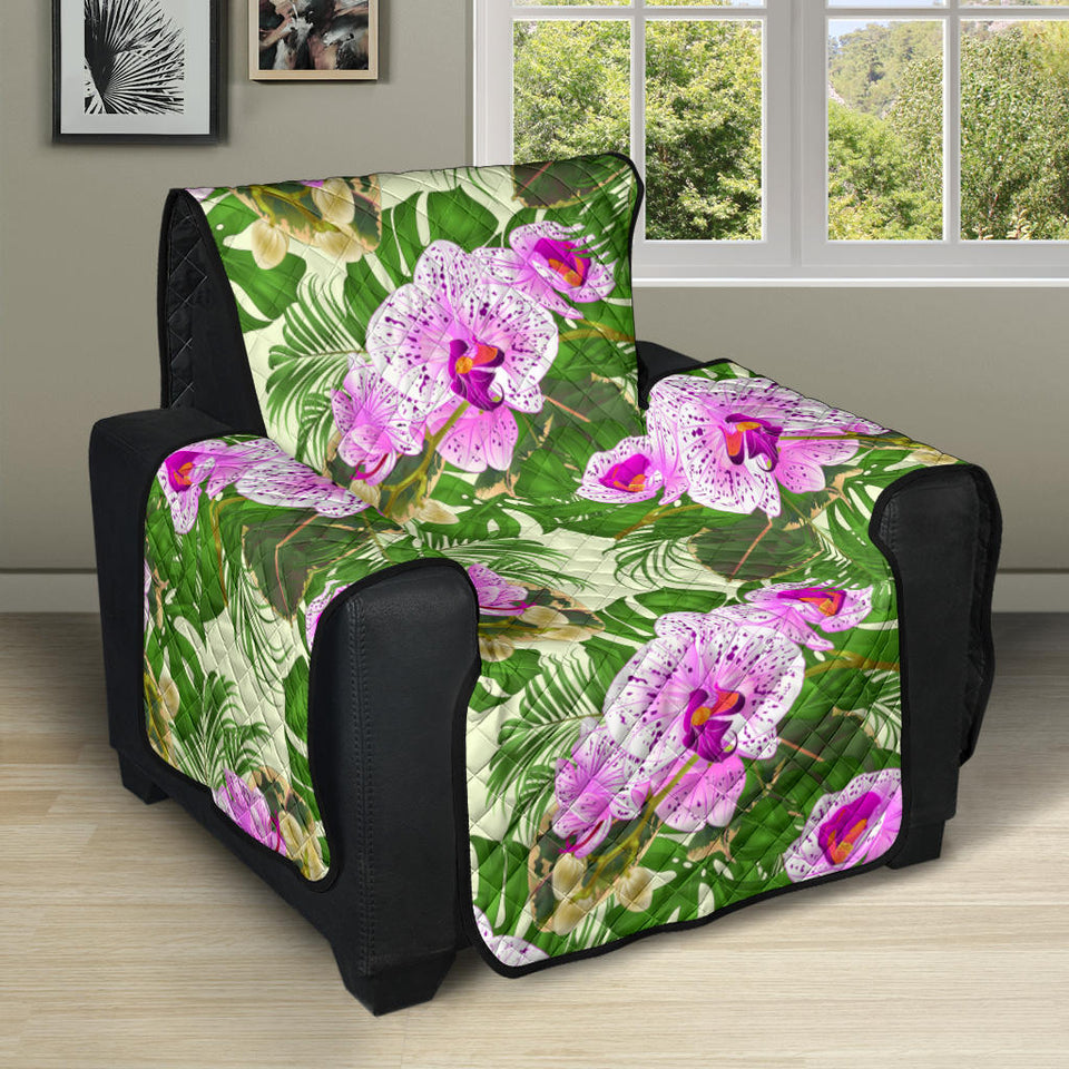 Orchid Leaves Pattern Recliner Cover Protector