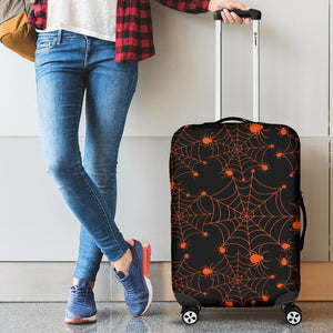 Orange Cobweb Spider Web Pattern Luggage Covers