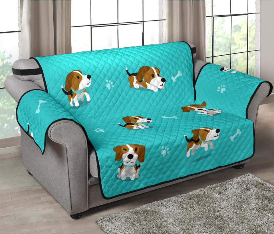 Cute Beagle Pattern Loveseat Couch Cover Protector