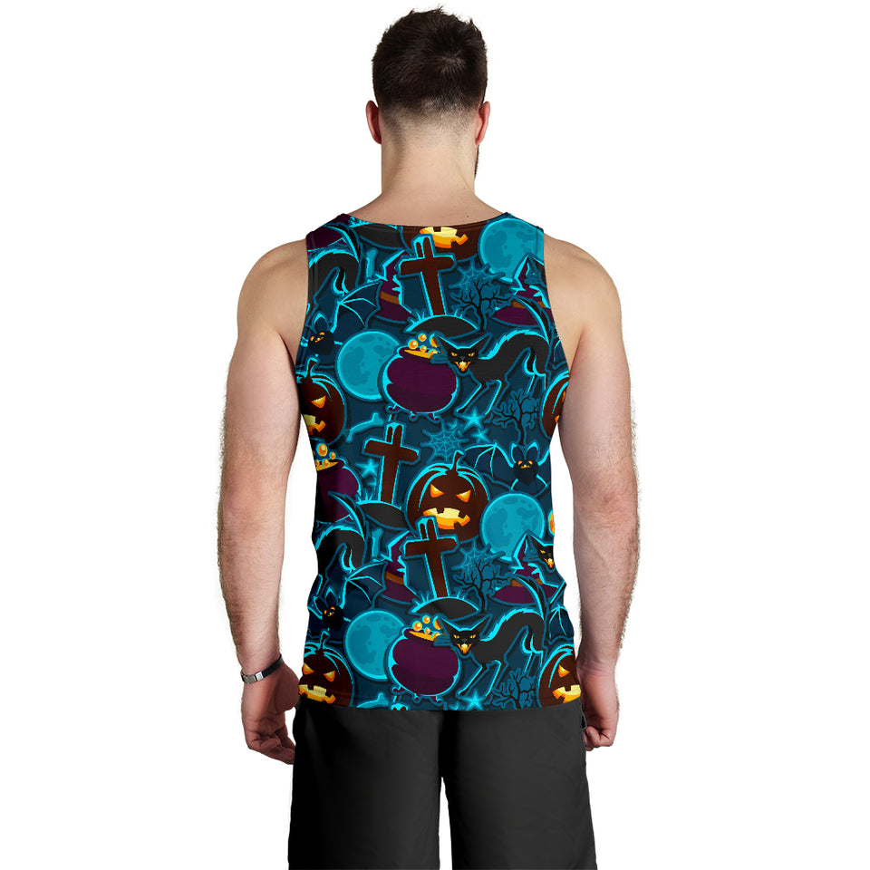 Halloween Pumpkin Cat Pattern Men Tank Top