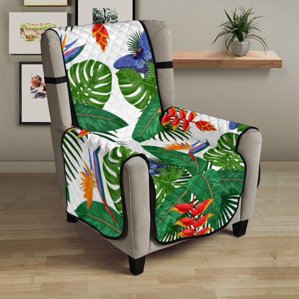 Heliconia Butterfly Leaves Pattern Chair Cover Protector