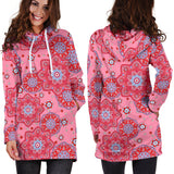 Indian Pink Pattern Women Hoodie Dress